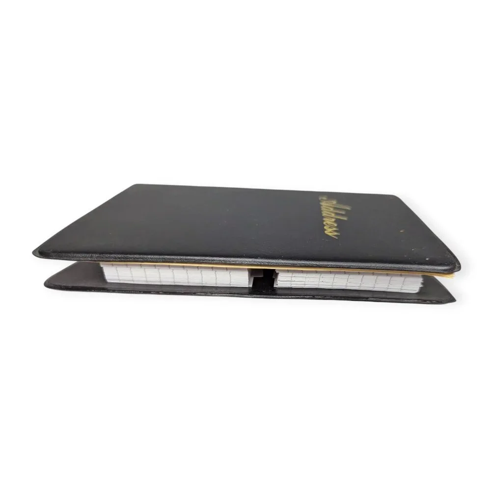 Black Address Spiral Bound Book with Individual Address Cards w/ Gold Lettering
